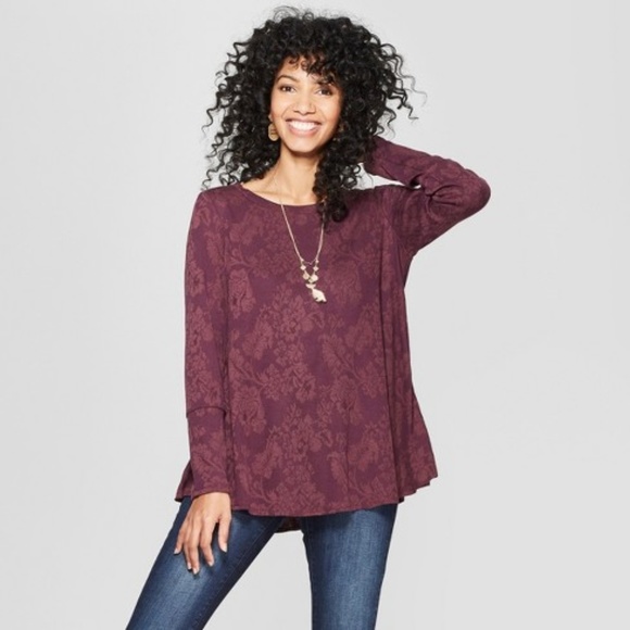 Knox Rose Sweaters - Knox Rose Floral Lace Up Back Sweatshirt XXL